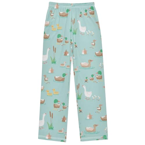 Boy's Pj Pants Duck Goose Mallard Swimming Pond Lounge Bottoms Elastic Waist Kids Joggers with Pockets Size 6-14