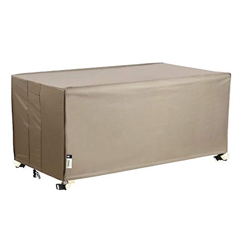 Patio Deck Box Cover, 52x26 Inch Patio Ottoman Cover with Straps and Handles, 100% Waterproof Heavy Duty Outdoor Furniture Winter Cover for Keter, Suncast, Lifetime Container Box
