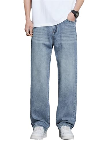 Men's Vintage Nostalgic Jeans Blue Gray Stretch Straight Comfortable Denim Trousers Pants