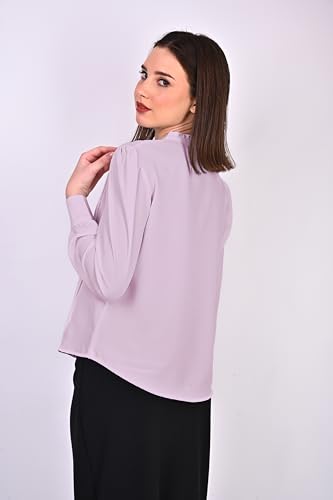 Image of Women's Regular Fit Solid Pleated Cotton Blend Shirts