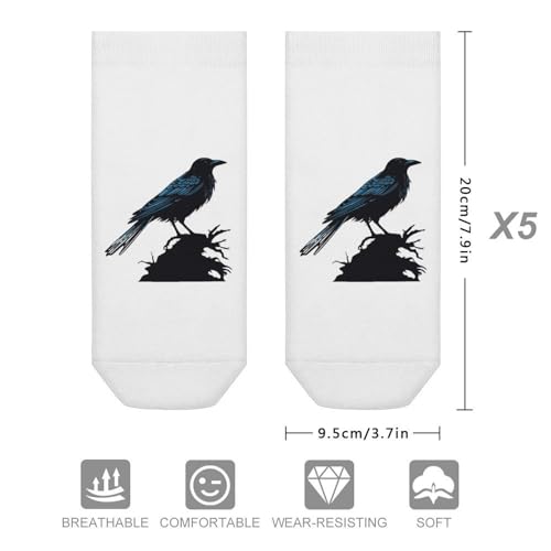 Beautiful Black Crow Ankle Socks for Men Women No Show Socks Lightweight Low Cut 5 Pairs2