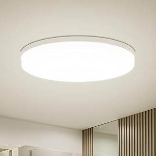 Combuh Lampy sufitowe LED, 48 W, 4320 lm, nowoczesna lampa dzienna, naturalna biel, 4000 K, lampa do salonu, kuchni, lampa sufitowa, okrągła lampa sufitowa do sypialni, korytarza, biura, na balkon, do jadalni, Ø30 cm