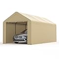 GOJOOASIS Carport 10x20 Car Ports Heavy Duty Outdoor Car Canopy Shelter Storage Tent Portable Garage with UV Protection, Waterproof & Rust-Proof, Easy Assembly for Cars, Trucks, Vehicles (Beige)