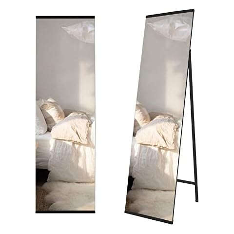 SILD Dresssing Long Mirror 150x40cm Free Standing Full Length Mirror - Black Metal Framed Mirrors for Bedroom , Dressing room, Living room (150 x 40 cm) Cover