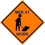 Men Working Caution Road Construction Sign