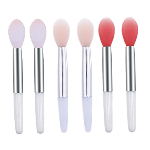 Newin Star Silikonlippenbürste, 6pcs (2 weiß+2 Haut+2 Pulver) wiederverwendbares Mini Silikon Lippenbalsam Pinsel Weiches Silikonkopf Griff Lippenapplikator Pinsel Schönheits -Make -up -Werkzeug Cover