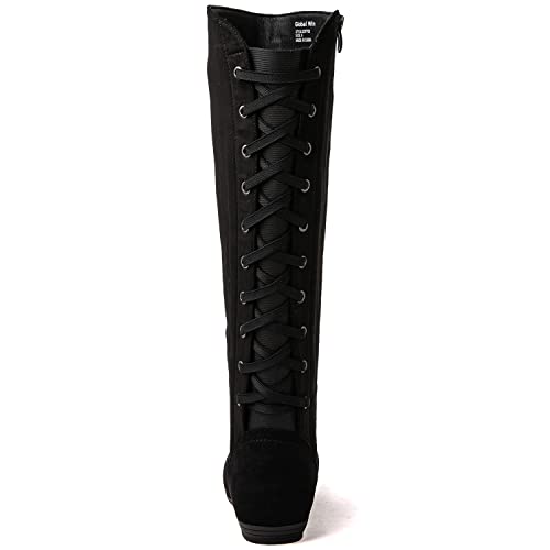 GLOBALWIN Women's Black Boots Wide Calf Flat Fashion Knee High Boots For Women With Zipper 10M - image 6