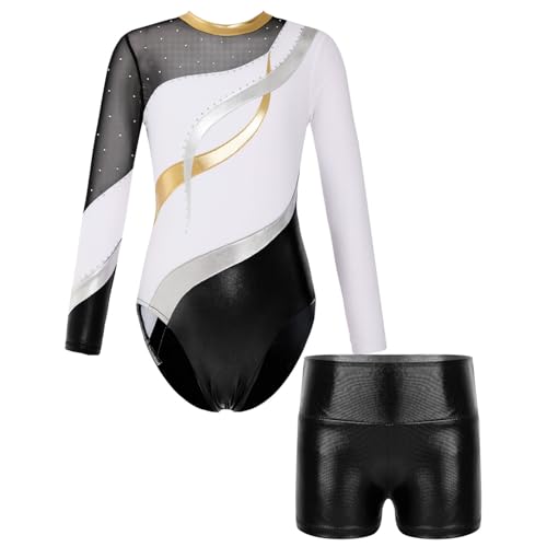 Justaucorps de gym long avec son short métallique brillant pour briller en entraînement