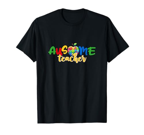 Ausome Teacher Apple Concientización sobre el autismo Camiseta