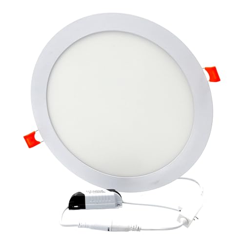 JANDEI - Faretto LED rotondo da incasso da 18 W CCT (3000 K, 4200 K, 6000 K), bianco, diametro 222 mm. Perfetto per casa, soggiorno, ufficio, corridoio, camera da letto.