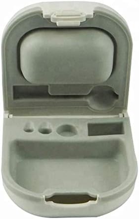 Hearing Aid Case with Battery Storage Slot Hard Small 0.59"*2.44"*1.57",Silicone Cushion, for ITE, BTE Hearing Aids (White)