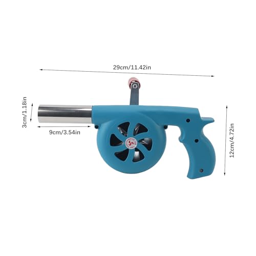 CHEOTIME Outdoor Cooking BBQ Fan Air Blower, Hand Crank BBQ Fan Increase Firepower Portable Barbecue Air Blower for Outdoor Camping Barbecuing(Blue) - Image 2