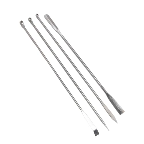 4Pcs Laboratory Spatula Set 304 Stainless Steel Micro Spoon for Mixing with Storage Bag