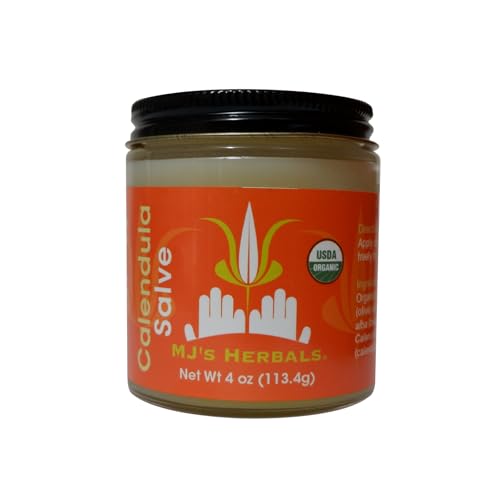 MJ's Herbals – Herbal Skin Care Ointment & Organic Moisturizing Balm for Everyday Skin Use, Versatile Skin Nourishment & Everyday Care - Calendula Salves 4 oz