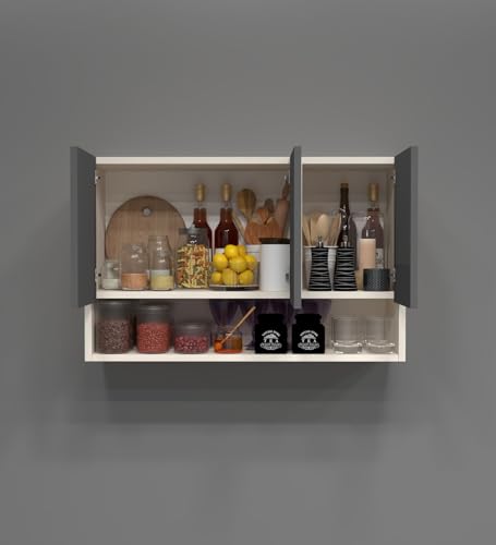 Image of SPECIALITY PANELS 3 Door Wall Cabinet with UV Profile Shutter | Wall Mounted Storage Cabinet for Kitchen Bathroom Living Room | Wooden Wall Cabinet Organizer UV Grey Finish | DIY Assembly