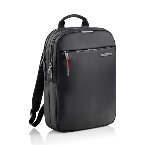 Miquelrius Computerrucksack, Rucksack 13 l, RFID-Diebstahlschutztasche, reflektierende Details, Sicherheitsverschluss, anpassbarer Trolley, Laptop-Rucksack + Tablet, wasserabweisend, Schwarz, Schwarz
