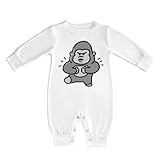 [STEBVI] ロンパース ゴリラ 可愛い ベビー服 長袖 カバーオール 女の子 男の子 赤ちゃん服 前開き パジャマ 新生児 幼児 かわいい 肌着 柔らかい 部屋着 寝間着 出産祝い プレゼント 12-18M