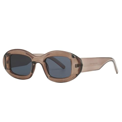 Lunettes de soleil ovales UV400 gris thé pour femmes et hommes