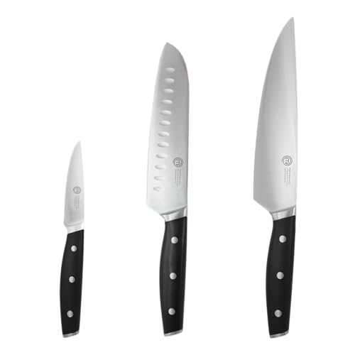 MasterChef Couteaux de Cuisine Professionnelle, avec Cuchillo Chef, Santoku y Tomate en Inox Haute...