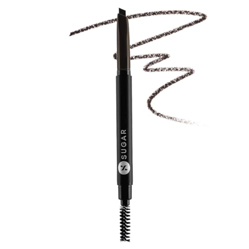 SUGAR Cosmetics Arch Arrival Brow Definer with Spoolie | Lasts Upto 12hrs | Pigmented Eyebrow Pencil | Long Lasting & Natural Finish | 3.5gm – 04 Felix Onyx