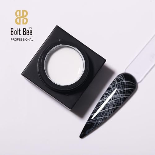 Image of Bolt Bee white Spider Gel Polish, Line Drawing Wire Gel for Nail Art, UV /LED Soak Off Gel, Professional & DIY Use