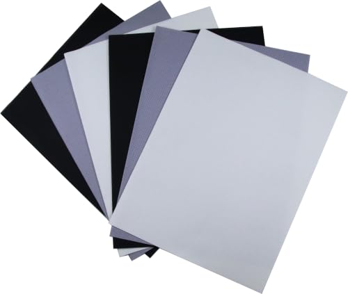 Image of KCS 4 /6 pc of 12 inch x 18 inch(30cmx45cm) 16 Count Cotton Aida Cloth Cross Stitch Fabric (6 pc,White+Light Steel Grey+ Black)