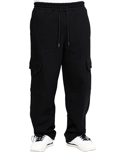 FB County Cargo Sweatpants - Loose Fit Cotton Polyester Heavyweight Fleece Cargo Sweatpants with Flap & Utility Pockets