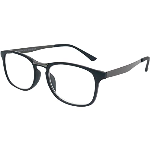 Mini Brille Gafas sin Graduar con Filtro de Luz Azul de Tendencia Rectangulares, Montura de Plástico (Nero) con Patillas de Acero Inoxidable, Estuche GRATIS, Gafas Falsas Para Hombre y Mujer Cover