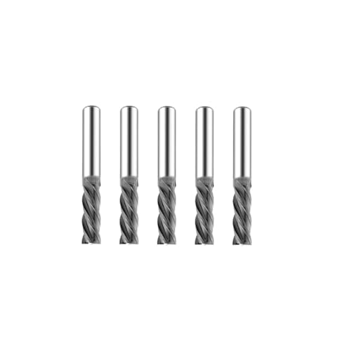 Image of Tungsten Carbide End Mills, 5 Piece High Value Pack, 4 Flute 1 /4 inch Shank, AlTiCrn Coating, Versatile Milling Sets for Professional Machining