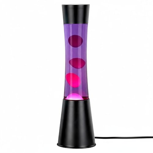 Image of KARP 16 Inch Lava Lamp (Tower Shape) | Black Base Purple Water & Pink Lava | Durable Metal & Glass | 220-240V, R39 30W Bulb | Run by Plug with Inline Switch | Ambient Light & Best Home /Office Gift