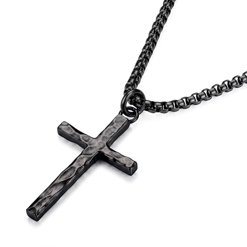 Image of 925 Sterling Silver Cross Necklace for Men Box /Cuban /Figaro Chain