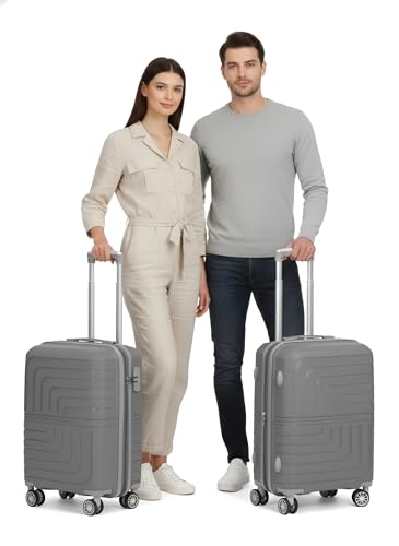 Image of Pro 8 Wheels Set of 2 (Cabin + Medium) Trolley Bags, Hard Case Polypropylene, 360º Wheeling Luggage for Men & Women, Suitcase for Travel, Trolley Bags for Travel (Silver)