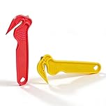 BAOMUMAYE Safety Box Cutter, Portable Opener with Concealed Blade. Lightweight Packaging Cutter Knife for Cardboard, Warehouse & Home Use. Ergonomic Handle & Secure Blade (Red + Yellow, 2 Pcs)