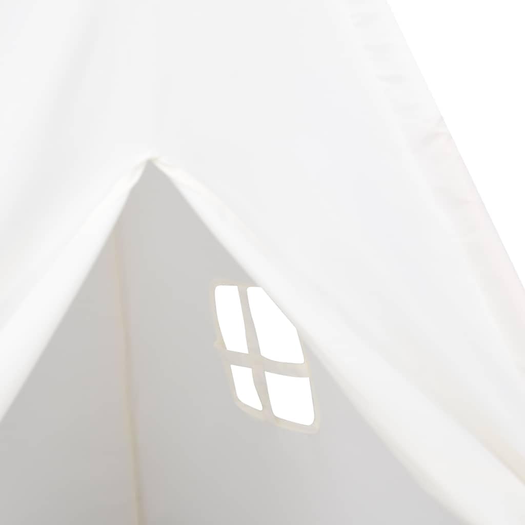 Kinder Tipi-Zelt mit Tasche 120x120x150 cm Pfirsichhaut Weiß Spielzelt für Kinderzimmer Garten Outdoor Indianerzelt Spielhaus mit Fenster und Tragetasche