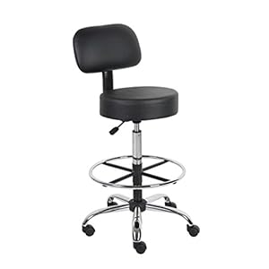 Boss-Office-Products-B16245-BK-Be-Well-Medical-Spa-Drafting-Stool-with-Back-Black