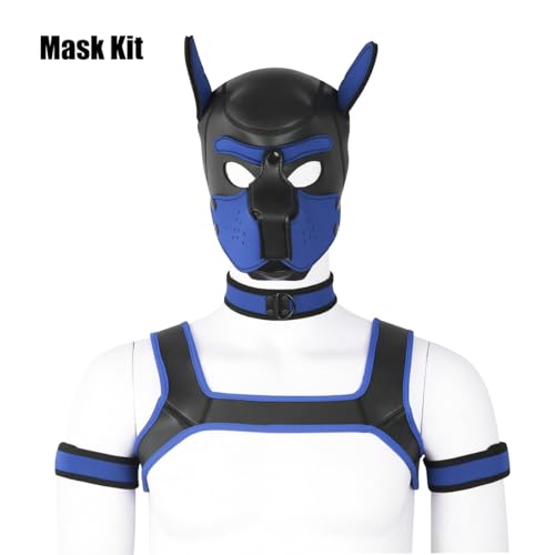 QUYUWOWO Neoprene Dog Full Face Puppy Mask Removable Pup Hood Halloween Mask (Blue, Mask) by QUYUWOWO - Image 6