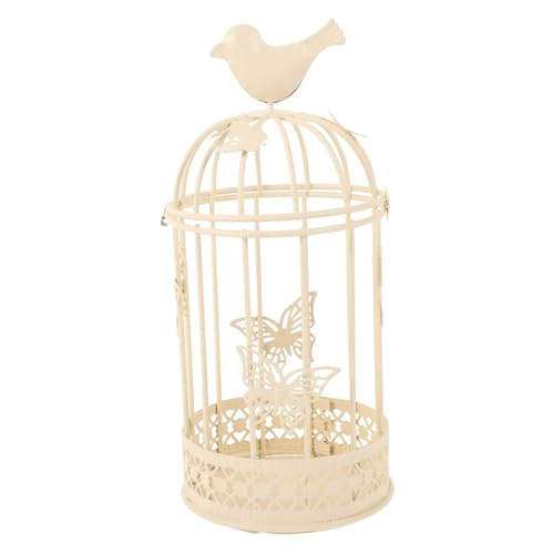 Pretyzoom 5S6D3225QY181 European Style Butterfly Cage Candle Holder Home Decoration Candlestick Decorative Candle Holder Tealight Large Bird Cage Decor Bird Cage Candle Holders Metal Bird White Indoor cover