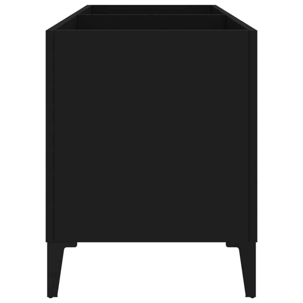 Homgoday Szafka na płyty wiórowe, czarna, 74,5 x 38 x 48 cm, drewno inżynieryjne, organizer do przechowywania płyt winylowych, regał na płyty rejestracyjne, szafka LP 809