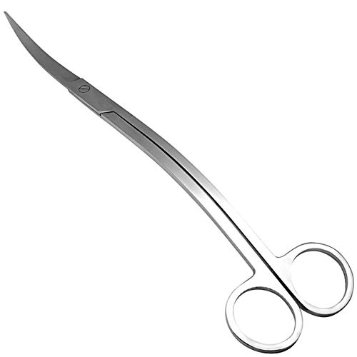 WLKK Cisailles à Herbe à Eau en Acier Inoxydable, Ciseaux d'outils d'usine d'aquarium en Acier Inoxydable Droit/courbé/Vague(Wave) Cover