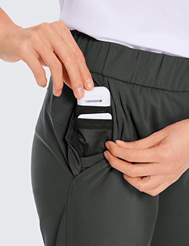 Crz Yoga Womens High Waisted 4-Way Stretch Golf Capris 25" - Work Pants Athletic Lounge Workout Ankle Pants Grey Olive Medium #TOP6