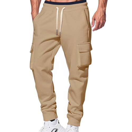 ADHOWBEW Men's Work Pants Breathable Outdoor Stretch Multi Pockets Work Baggy Classic Trousers