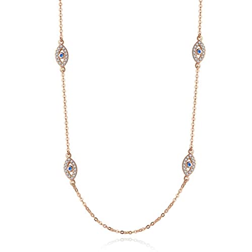Collier avec pendentif mauvais œil longue chaîne argent 925