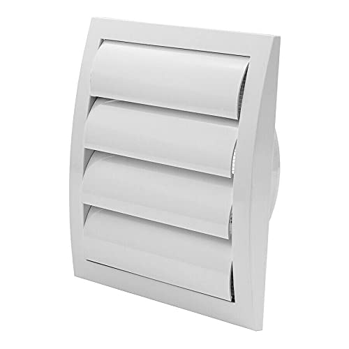 Prostko White Duct Gravity Flaps - 190mm x 190mm / 150mm - Vent Cover - with Movable Louvres.