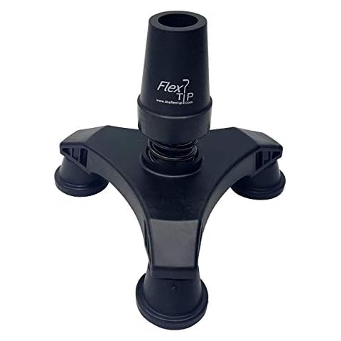 FlexTIP (TLC 5") Cool Walking Cane Tripod Foot – Free-Standing - Anti-Shock, Bending, All-Terrain Stability & Traction – Universal Attachment for 3/4” OD Walking Stick, Solid or Aluminum Cover