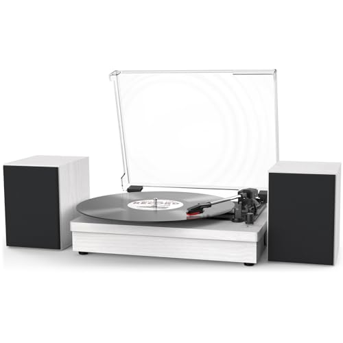 WOCKODER Record Player for Vinyl with Speakers, 3-Speed Vinyl Record Player with Dual Stereo Speakers Support Wireless Connection RCA Output Aux in USB Vintage Design Turntable, R612