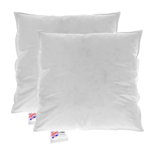 Homescapes Füllkissen 35x35 cm – 2er-Set Federkissen mit Daunen & Baumwollbezug, Kissenfüllung/Innenkissen für Dekokissen wie Sofakissen & Bettkissen oder kleine Kopfkissen