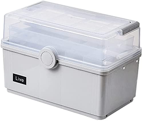 薬箱 救急箱 手提げ 薬ボックス 薬入れ おしゃれ 化粧品収納 多機能 大容量 収納ボ 持ち運び便利 家庭用 車載用 収納ボックス (グレー,単層)