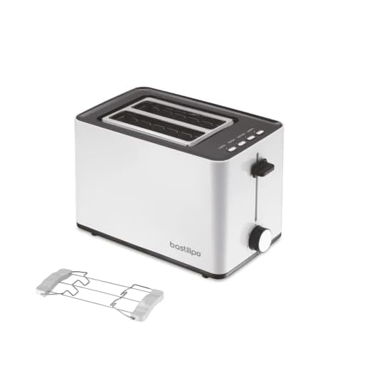 Bastilipo - Firefox - DB850 - Tostador - Tostadora dos ranuras para pan de 850W de potencia - Función descongelar - Bandeja recogemigas