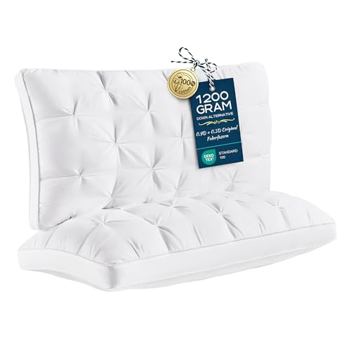 Waxberry 2er Set Premium Kissen 40x80 cm, Dickes Kopfkissen & Schlafkissen mit 1200g Füllmenge pro Stück, Kissenbezug aus 100{e50d3dec35a30713b4369bc3aa91621ac214a2624f7898b24e0cb02d578c5beb} Baumwolle, atmungsaktives Bettkissen, Oeko-TEX Zertifiziert Weiß Kissen Waxberry 2er Set Premium Kissen 40x80 cm, Dickes Kopfkissen & Schlafkissen mit 1200g Füllmenge pro Stück, Kissenbezug aus 100{e50d3dec35a30713b4369bc3aa91621ac214a2624f7898b24e0cb02d578c5beb} Baumwolle, atmungsaktives Bettkissen, Oeko-TEX Zertifiziert Weiß Kissen