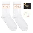 Bride Gifts with Wifey Socks in White Tan, Bride To Be Gifts, Bridal Shower Gift Wedding Day Socks, Bachelorette Decorations
